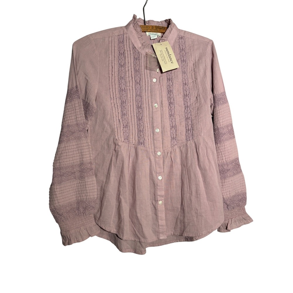 Sundance Victorian Top‎ PXXS Thistle Purple Cotton Lace Pintuck Blouse NWT Boho